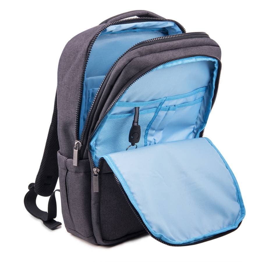 Функциональный рюкзак CORE с RFID защитой, тёмно-серый, голубой-11