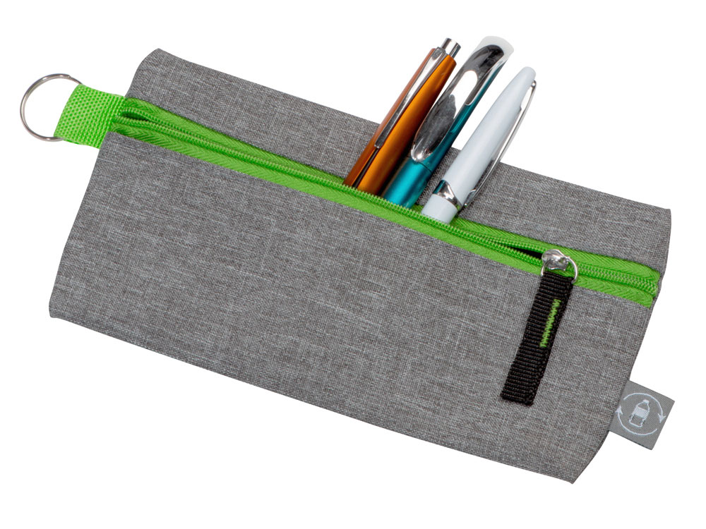Универсальный пенал из переработанного полиэстера RPET Holder, серый/зеленый-1