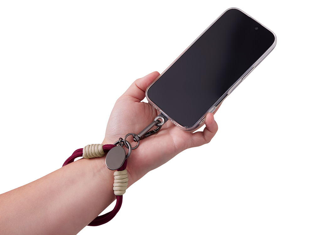 Брелок-браслет Bohemian c тканевым держателем для телефона, бургунди-2
