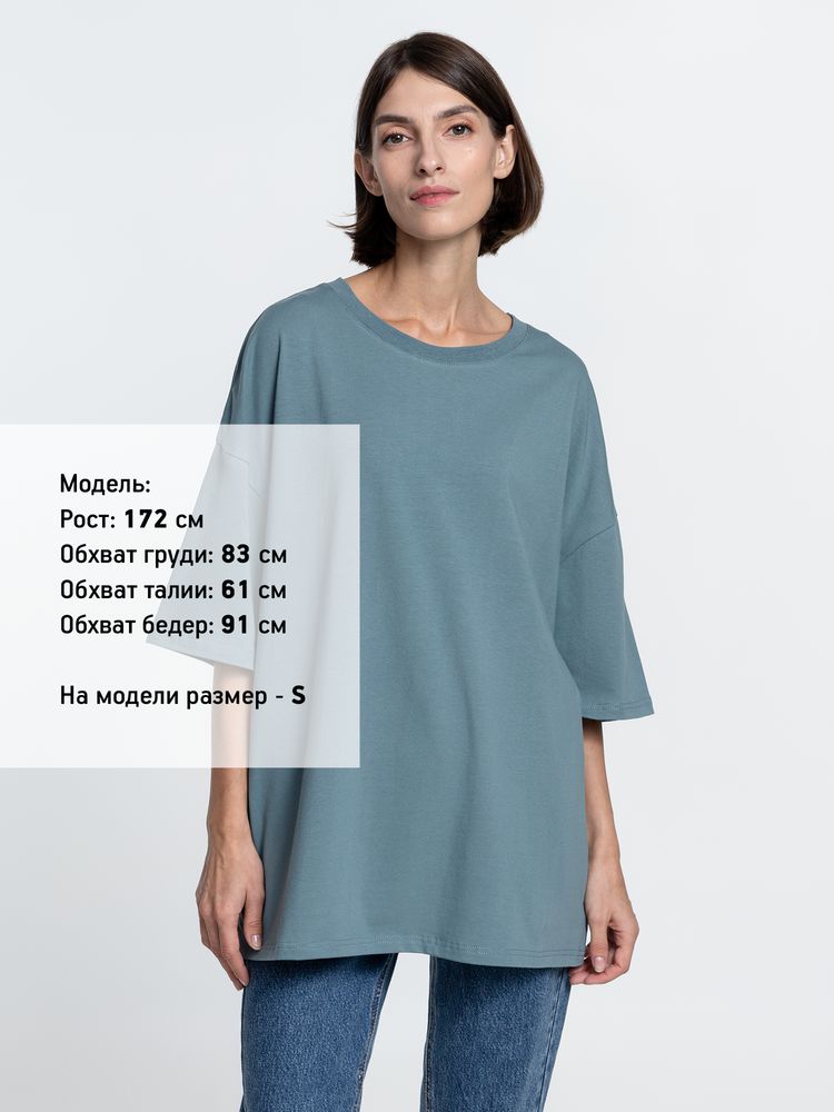 Футболка унисекс оверсайз Crosstown, серо-зеленая-4