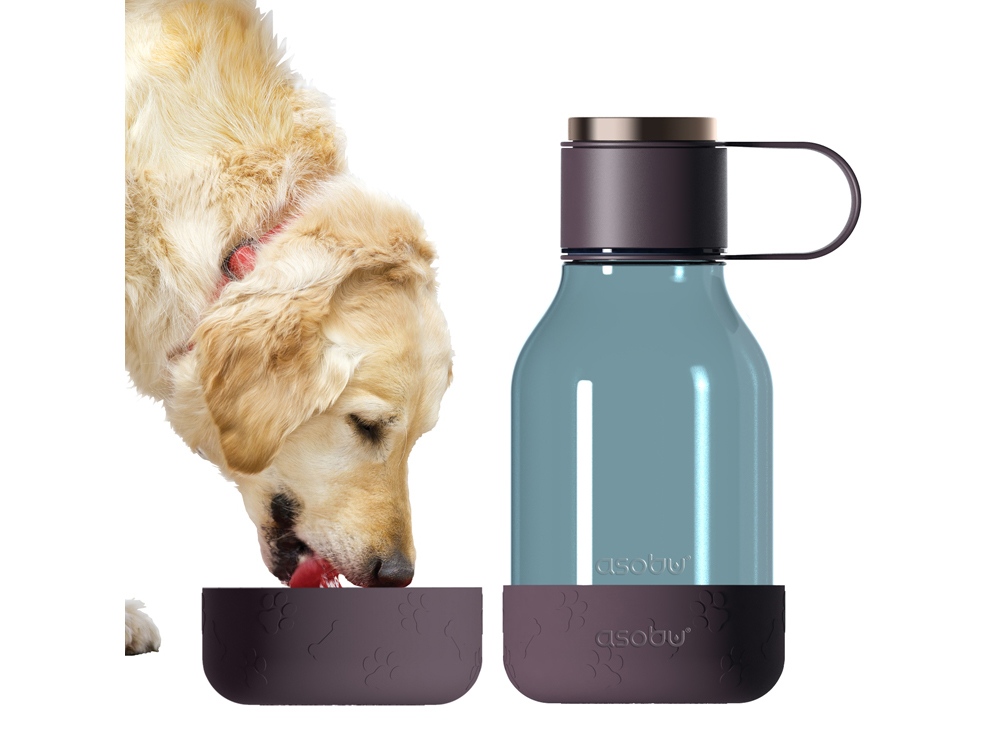 Бутылка для воды 2-в-1 Dog Bowl Bottle со съемной миской для питомцев, 1500 мл, бургунди-1