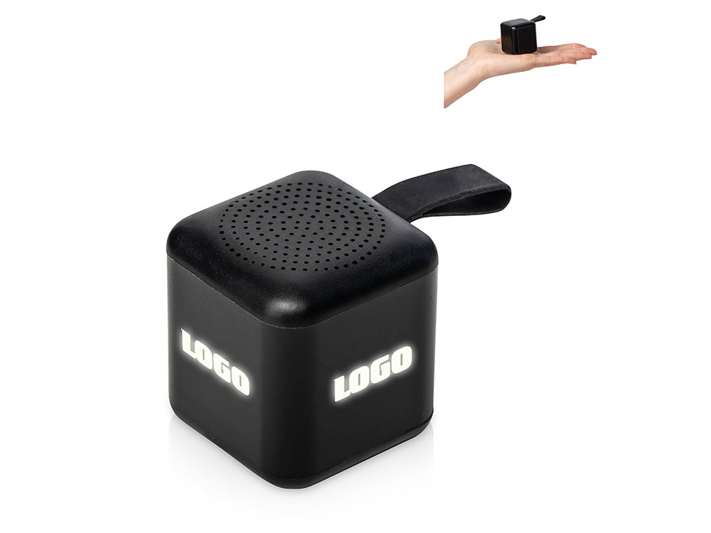 Портативная колонка TWS с подсветкой лого Tiny, 3 Вт, черный-0