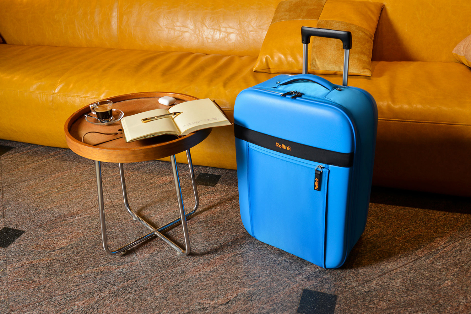 Чемодан складной Rollink Aura 55x40x20 см, 2 колеса, синий-13