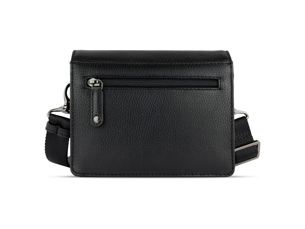 Сумка через плечо женская BUGATTI Elsa, чёрная, воловья кожа/полиэстер, 18,5х8,5х14,5 см-6