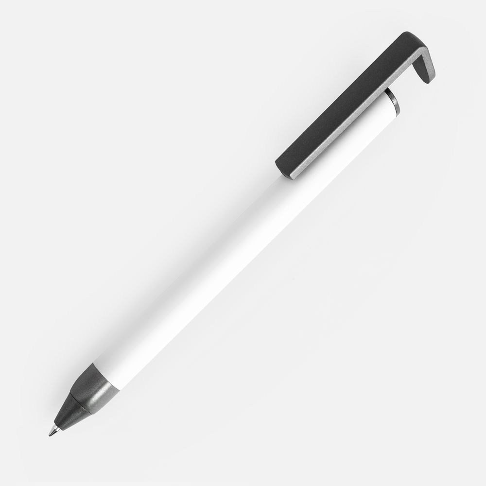 Ручка шариковая Standic с подставкой для телефона, белая-1