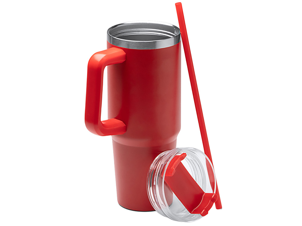 Термокружка Крэнстон с двойными стенками из переработанной нержавеющей стали, красный-1