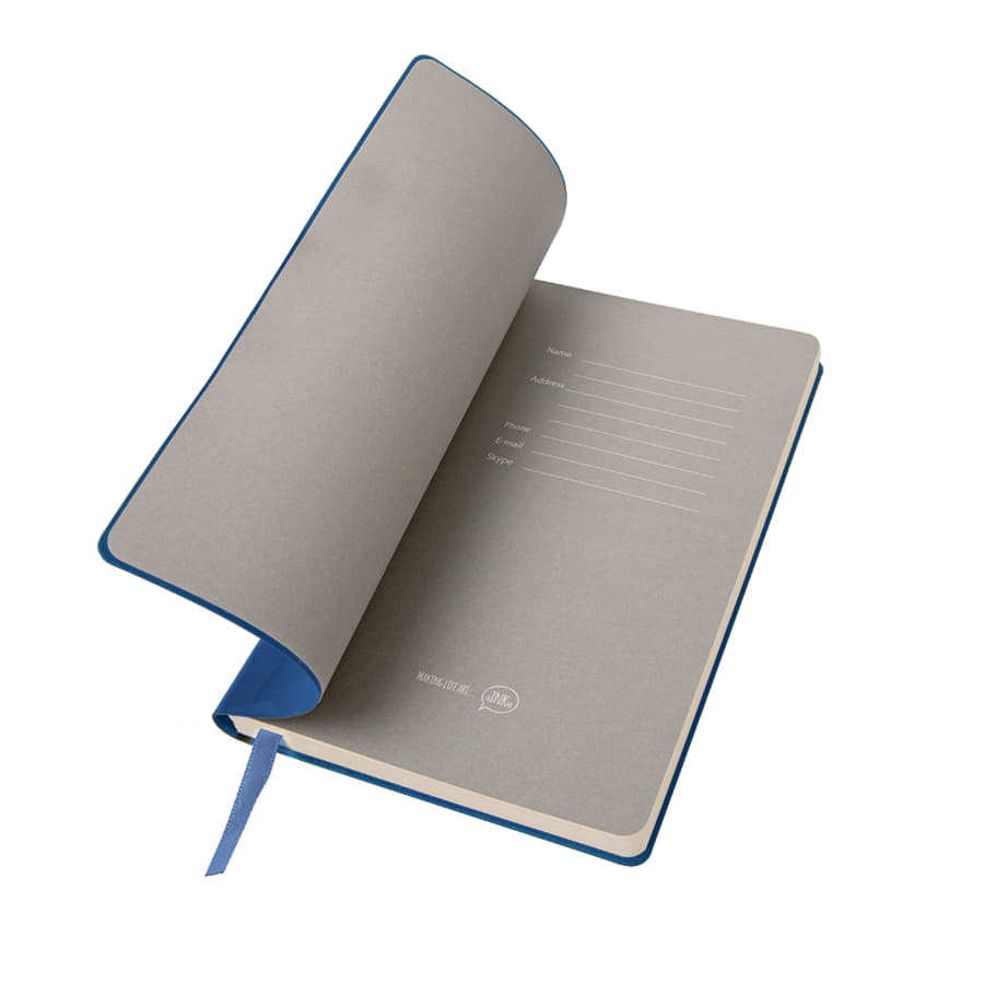 Бизнес-блокнот FUNKY А5, синий, серый форзац, мягкая обложка, в линейку , синий, серый-3