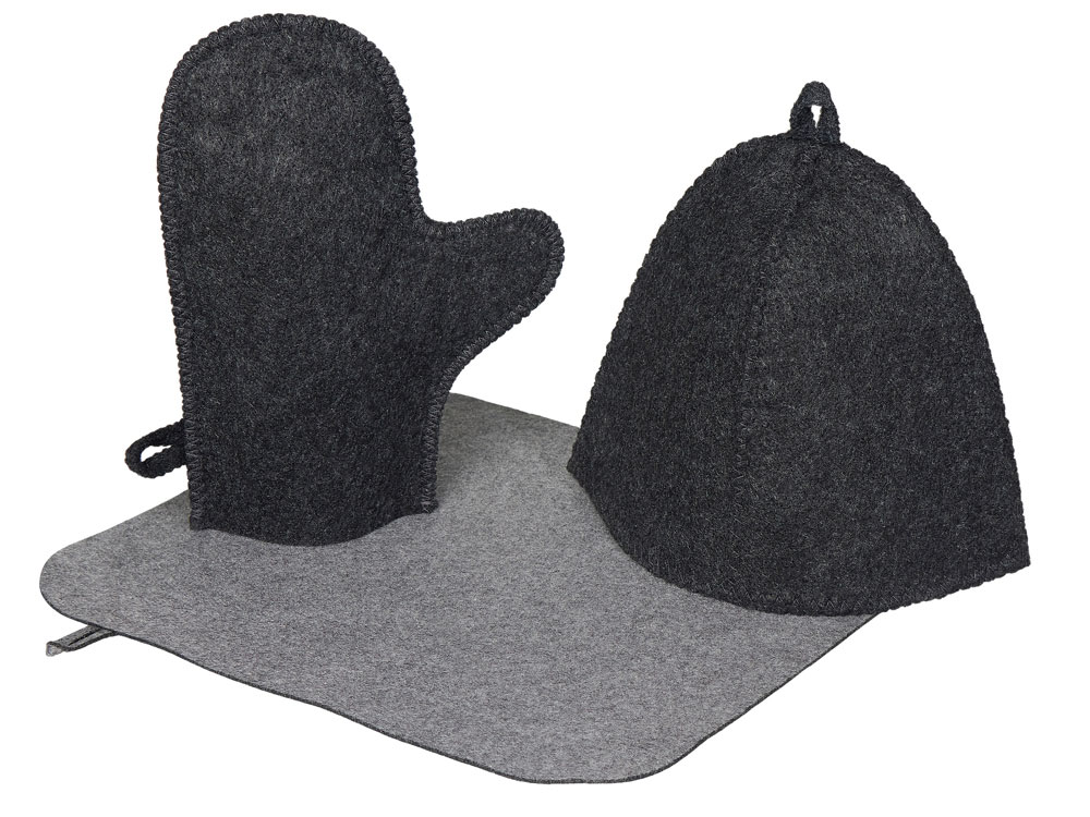 Банный набор из шапки, рукавицы и коврика Calm, серый-0