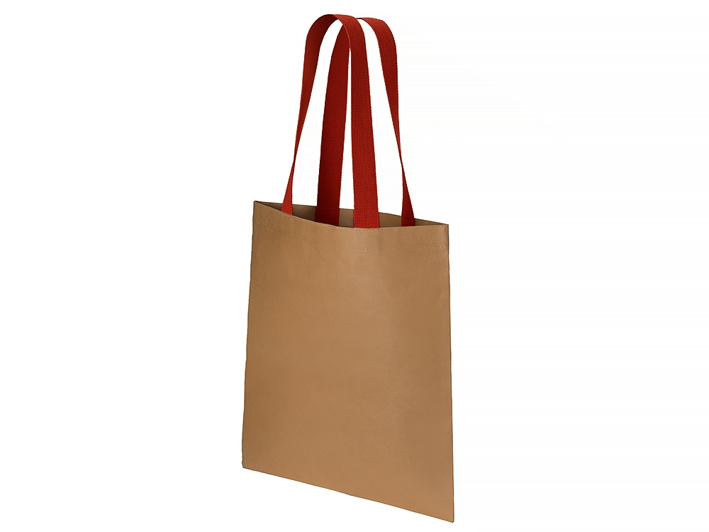 Сумка-шоппер Papyrus из моющейся крафт-бумаги, натруальный/красный-1