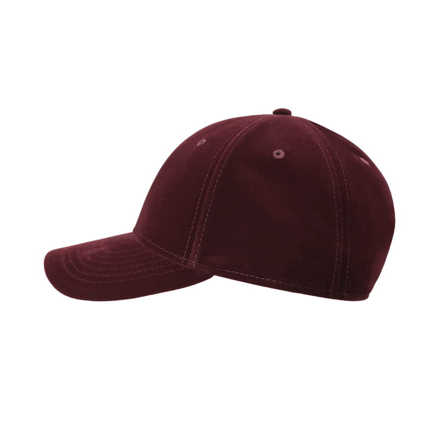 Бейсболка бархатная G.O.A.T. 6 клиньев, пластиковая застежка, бордовый-2