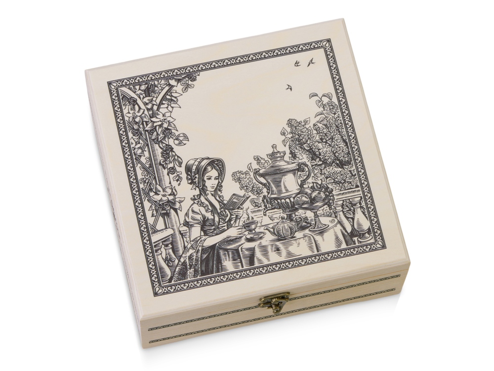 Подарочный набор с чаем Чайный букет в деревянной шкатулке, натуральный-1