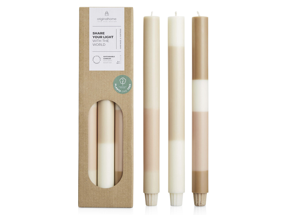 Originalhome свечи из многослойного известняка - набор из 3 штук - Белый-0