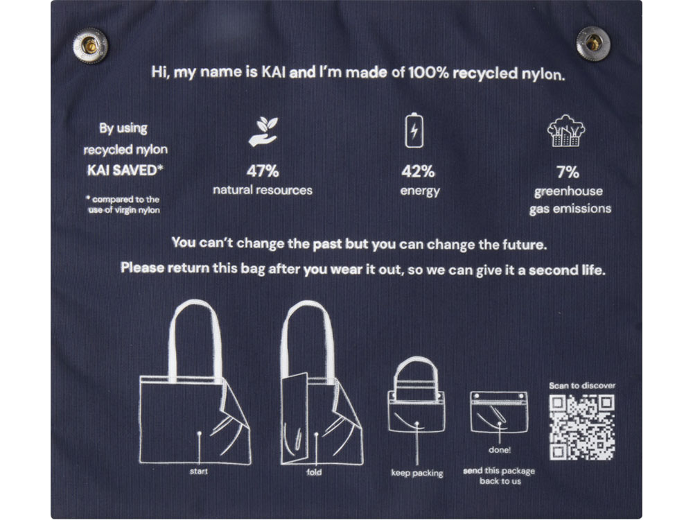 Kai круглая эко-сумка из переработанного материала, сертифицированного согласно GRS - Темно - синий-3