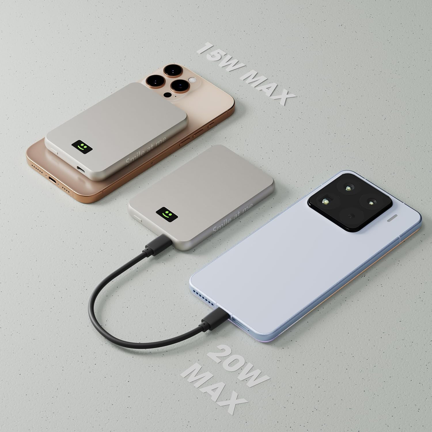 Внешний беспроводной аккумулятор Xoopar Smile с MagSafe и зеркалом, 5000 мА·ч, серебристый-4