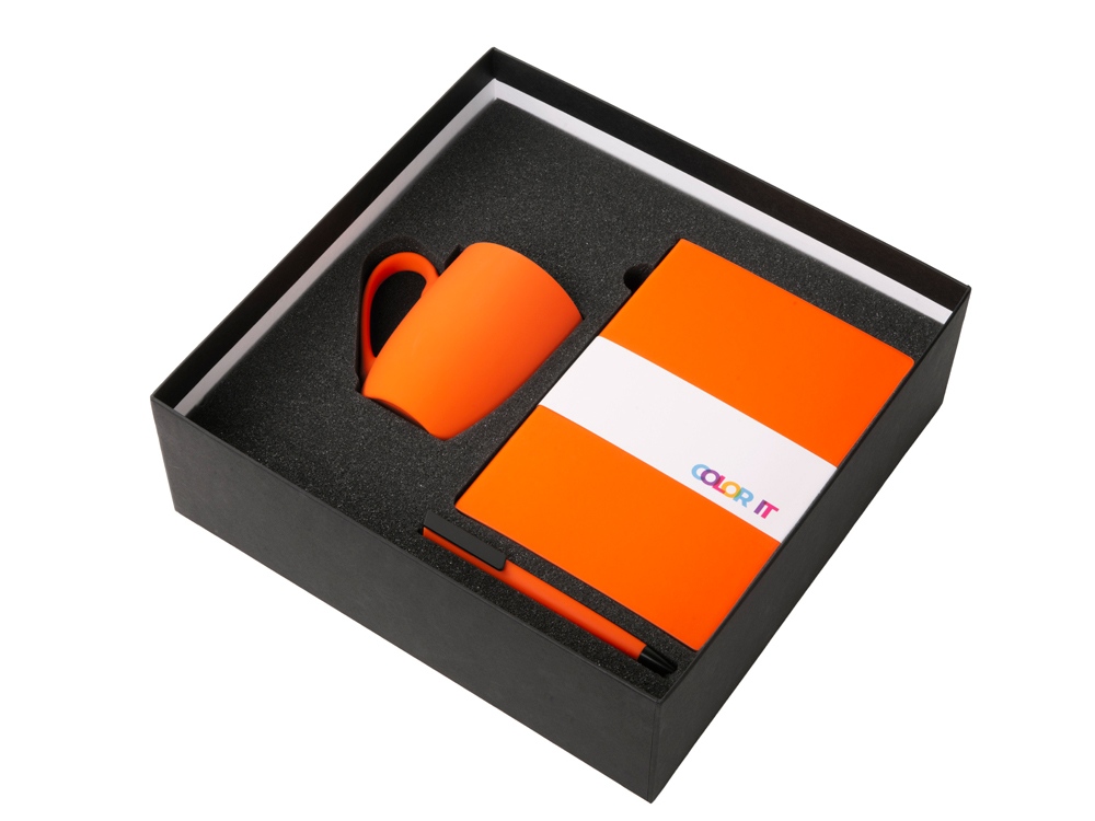 Подарочный набор c блокнотом C2, ручкой и кружкой, оранжевый-1