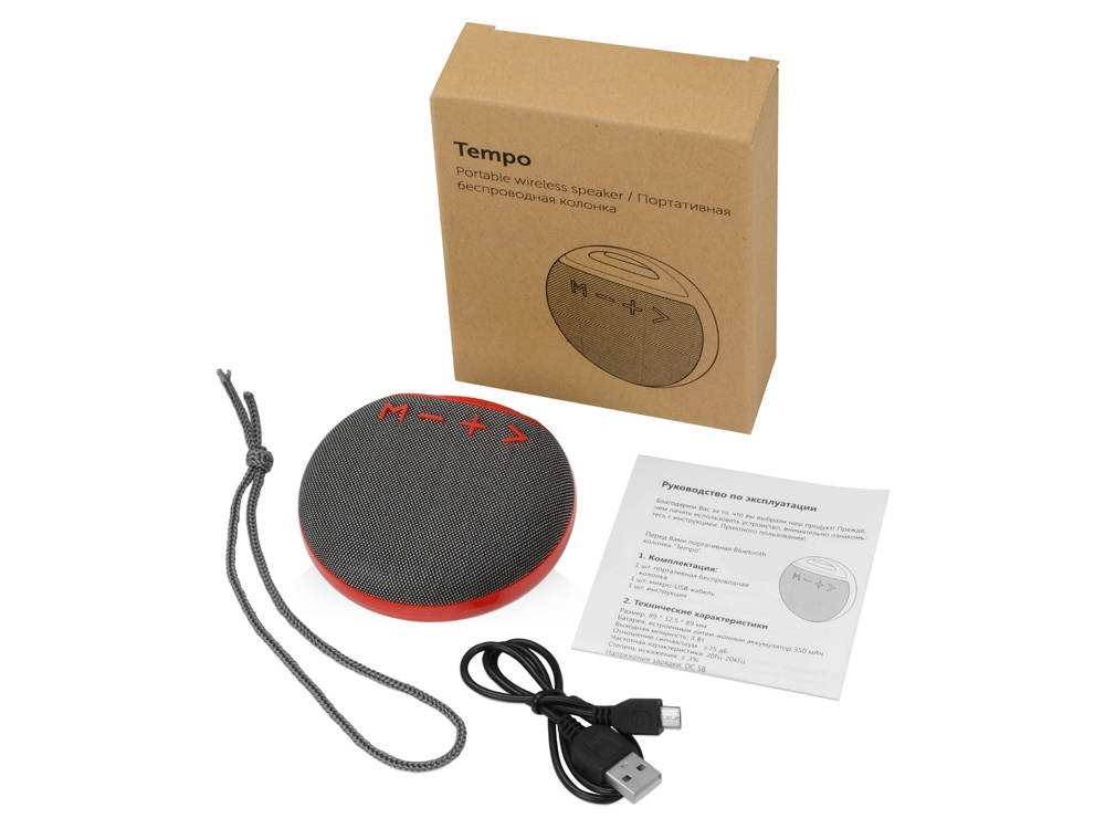 Портативная колонка Tempo, красный-2