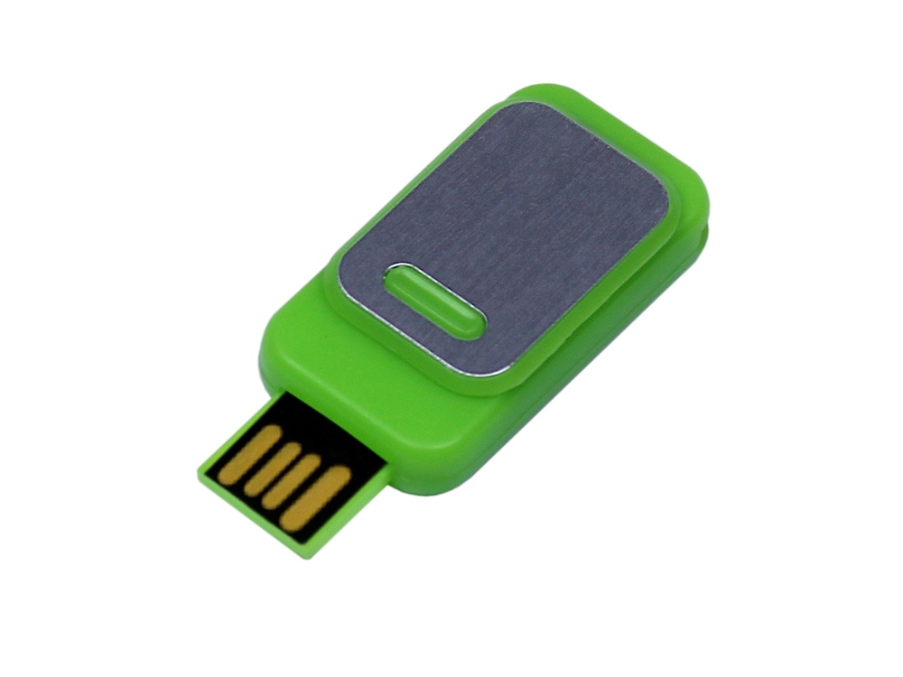 USB-флешка промо на 32 Гб прямоугольной формы, выдвижной механизм, зеленый-0