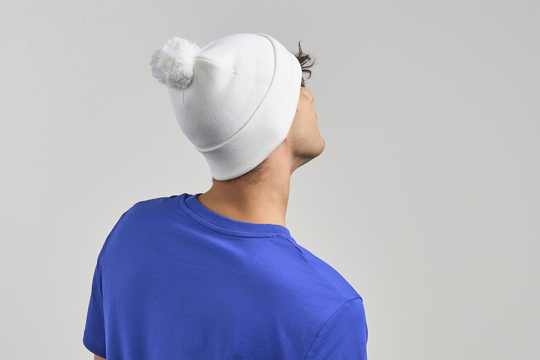 Шапка вязаная  двойная Wind-S с помпоном, черный-2