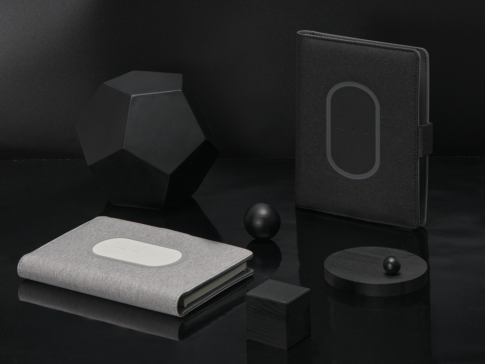 Органайзер с беспроводной зарядкой 5000 mAh Powernote, темно-серый-15