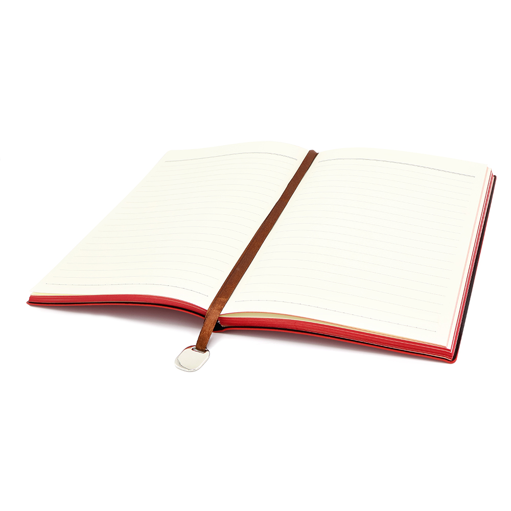 Блокнот A5 Shell в мягком переплёте c металлической биркой, Красный-1