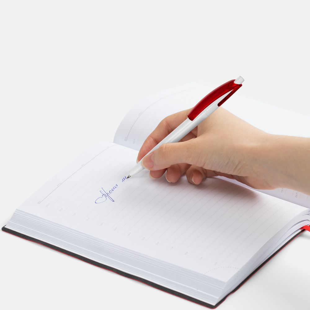 Ручка шариковая Bento, белая с красным-3