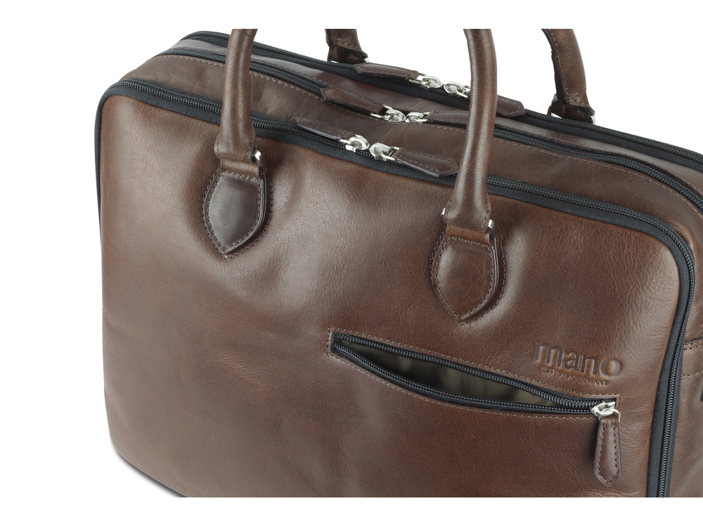 Сумка Mano Don Valentino, натуральная кожа в коричневом цвете, 41,5 х 31 х 10 см-4