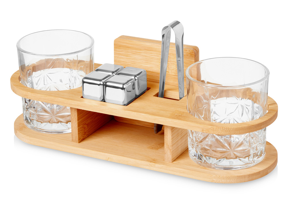 Набор для виски на бамбуковой подставке Boulevardier-0