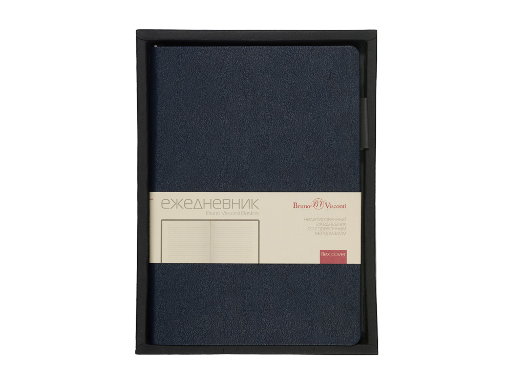 Ежедневник недатированный А5 Boston, темно-синий (серый обрез)-6