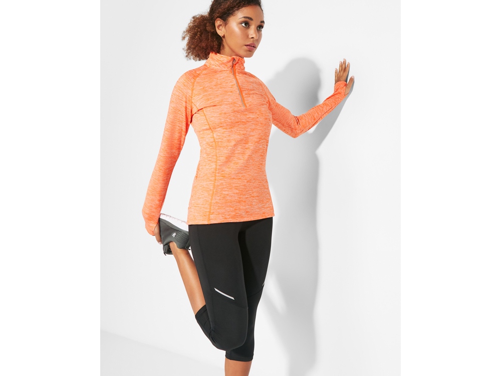 Толстовка с воротом на молнии женская Melbourne, меланжевый оранжевый-6