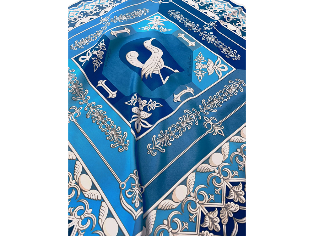 Платок Птица дивная, синий-1