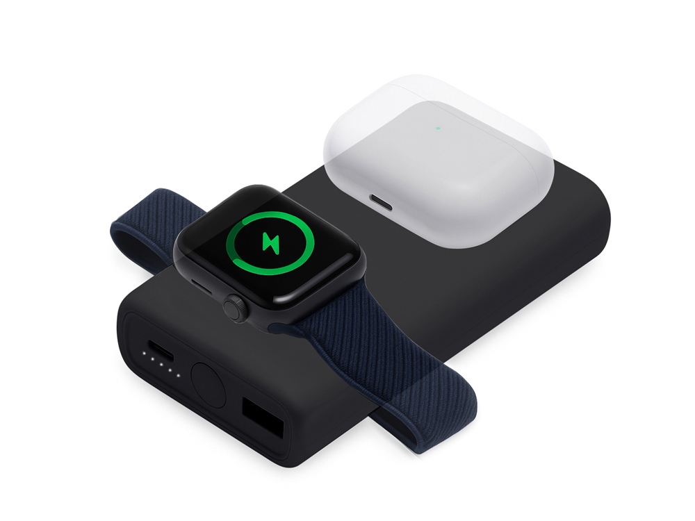 Внешний беспроводной аккумулятор 2-в-1 с функцией зарядки Apple Watch, QC/PD AtomIQ, 10000 мАч, черный-0