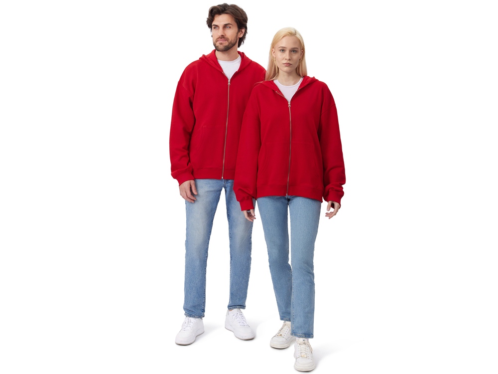 Толстовка оверсайз с капюшоном на молнии Monaco, красный-8