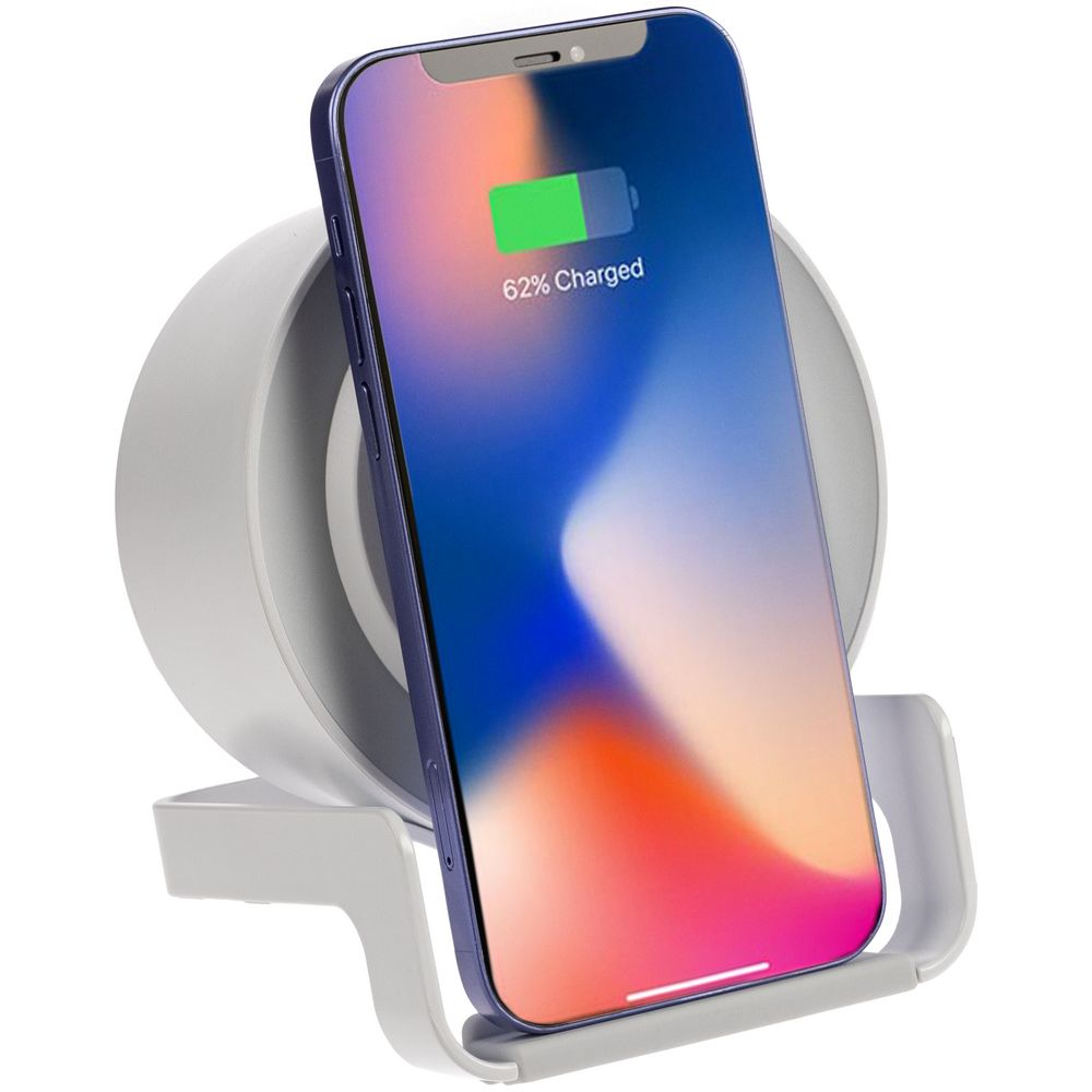 Лампа с колонкой и беспроводной зарядкой moonLight, белая-4