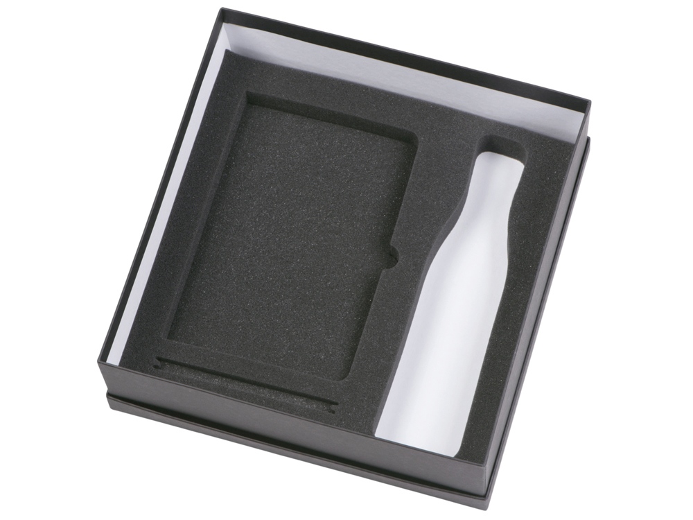 Подарочный набор с блокнотом С2, металлической ручкой и термобутылкой, серый-2