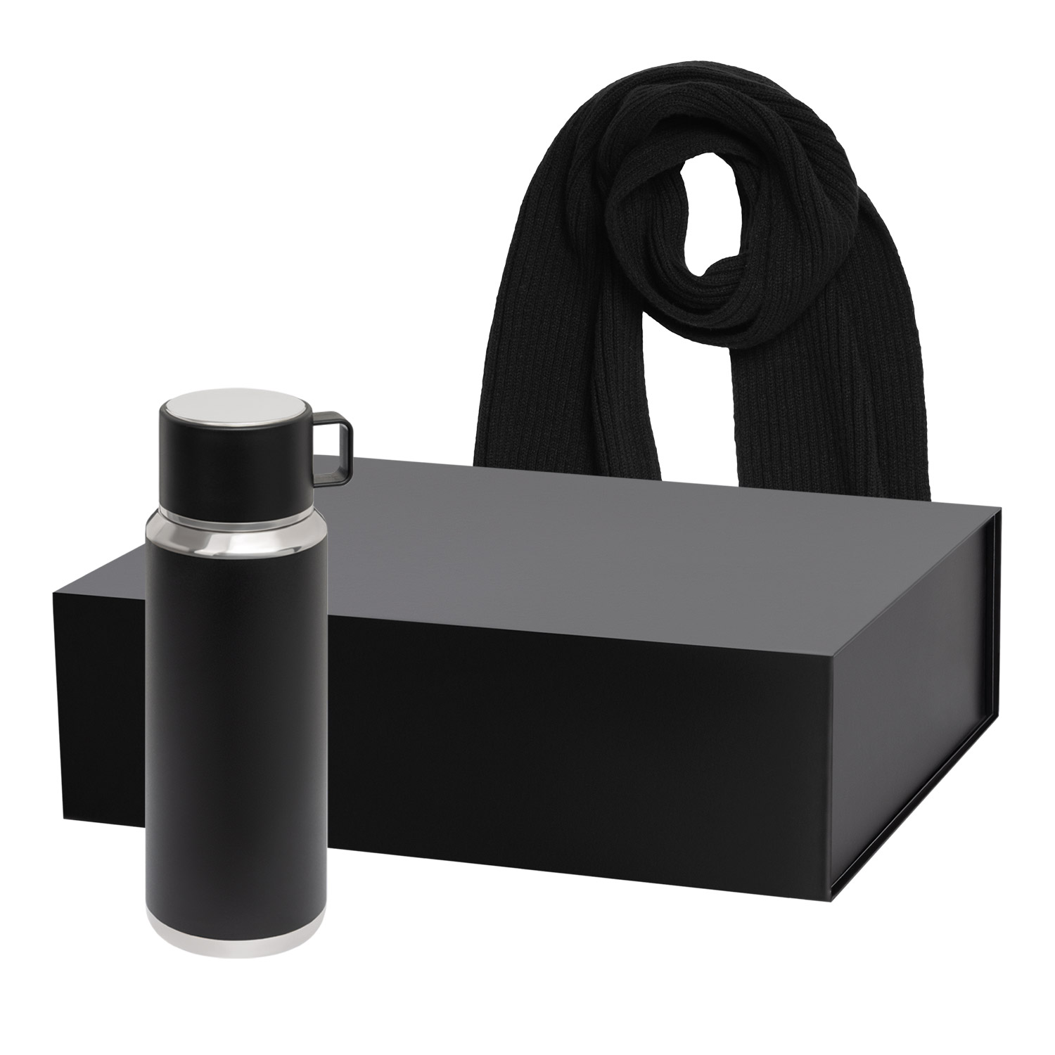 Подарочный набор Осло (Oslo), Форгес (Forges), черный (термос, шарф)-0