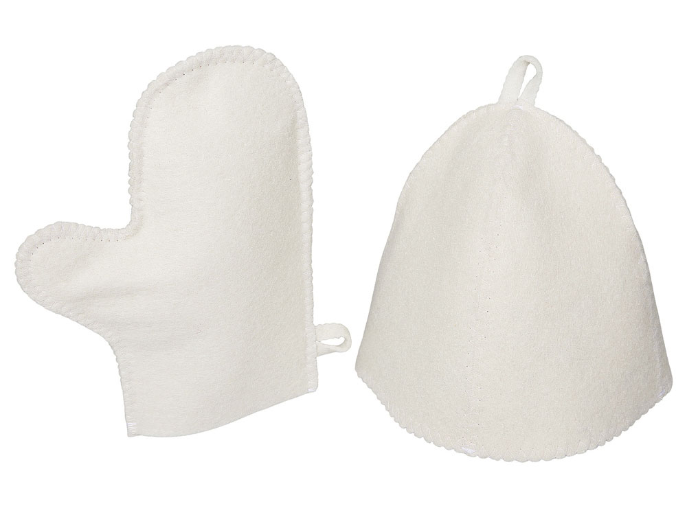 Банный набор из шапки и рукавицы Renew, белый-0