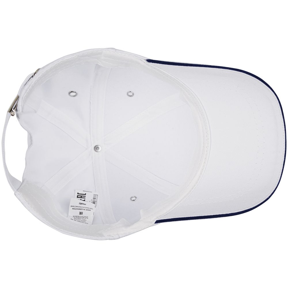 Бейсболка Canopy, белая с темно-синим кантом-3