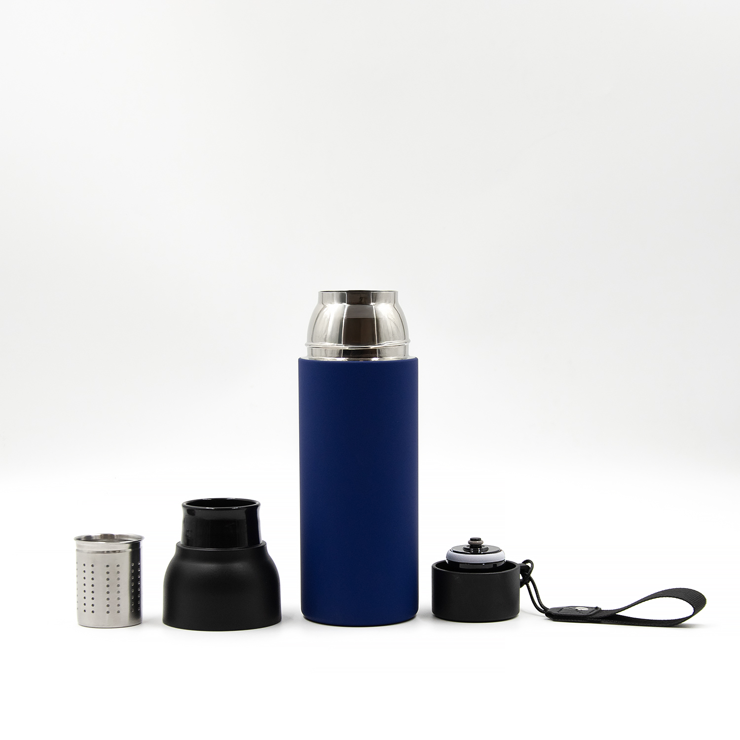 Термобутылка Button Black (черный с синим)-3