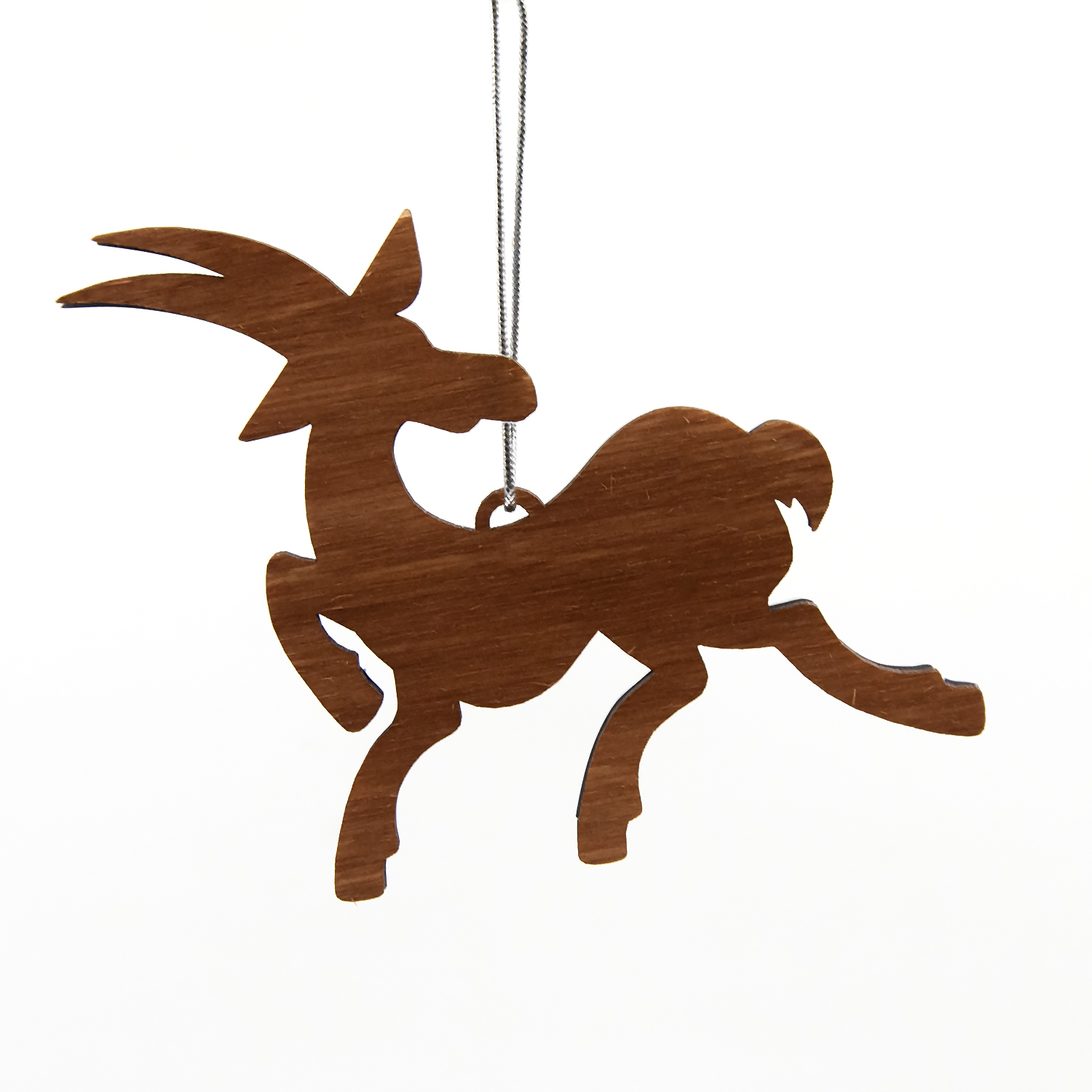 Ёлочная игрушка Коза (серебряный с синим)-3