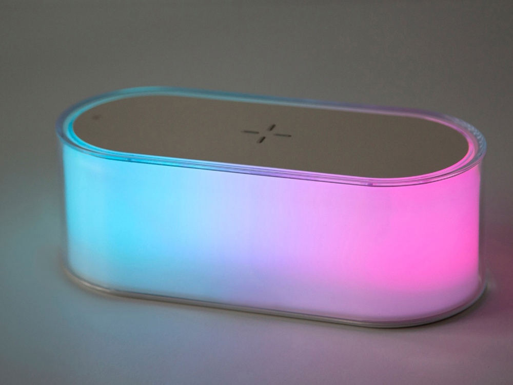 Ночник с беспроводной зарядкой и RGB подсветкой Miracle, 15 Вт, белый-13