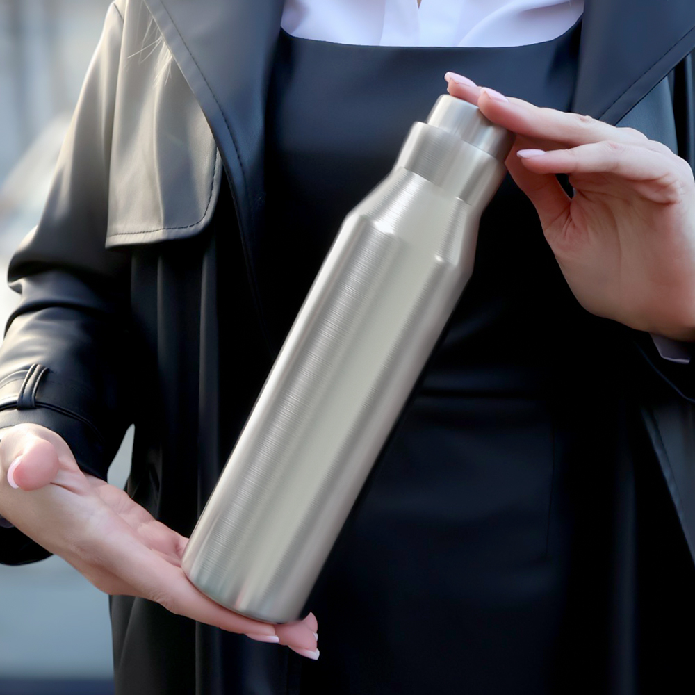 Термобутылка герметичная вакуумная Siluet, Серебристый-2