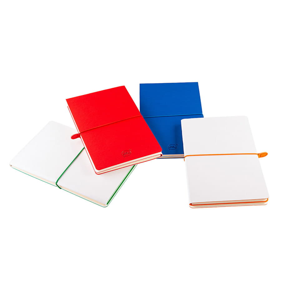 Бизнес-блокнот "Combi", 130*210 мм, бело-синий, кремовый форзац, гибкая обложка, в клетку/нелин, белый, синий-6