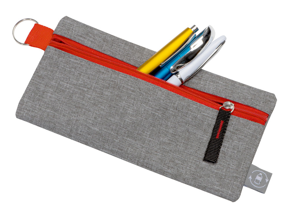 Универсальный пенал из переработанного полиэстера RPET Holder, серый/красный-1