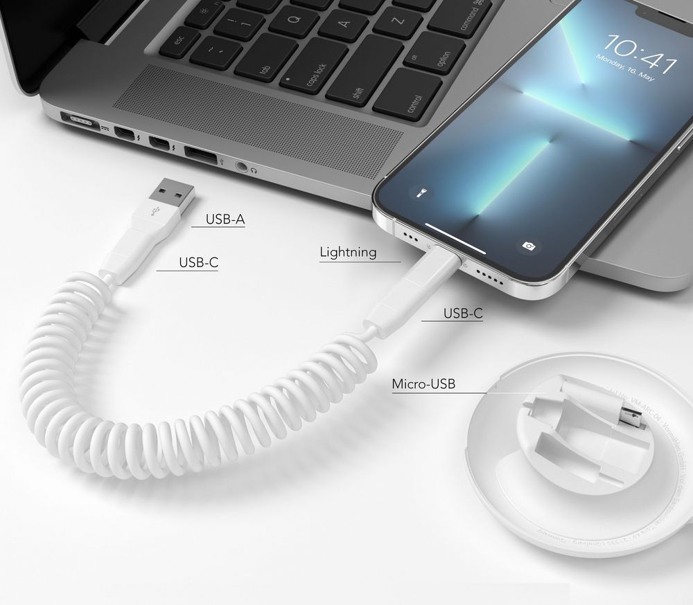 Кабель Vonmahlen Allroundo Eco для быстрой зарядки, белый-3