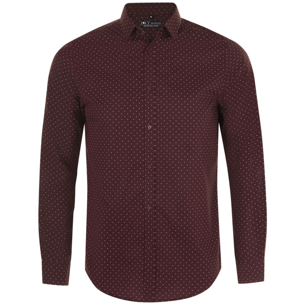 Рубашка мужская Becker Men, бордовая с белым-1
