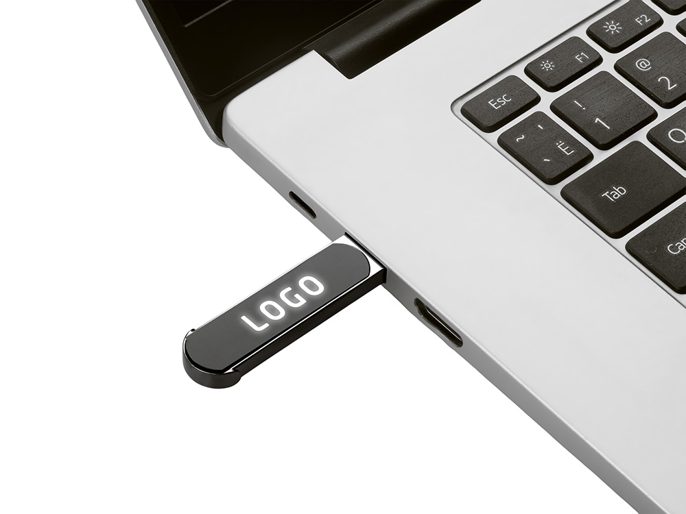 Металлическая ручка с флешкой на 16 Гб и светящимся логотипом Patronus, матовая черная-7