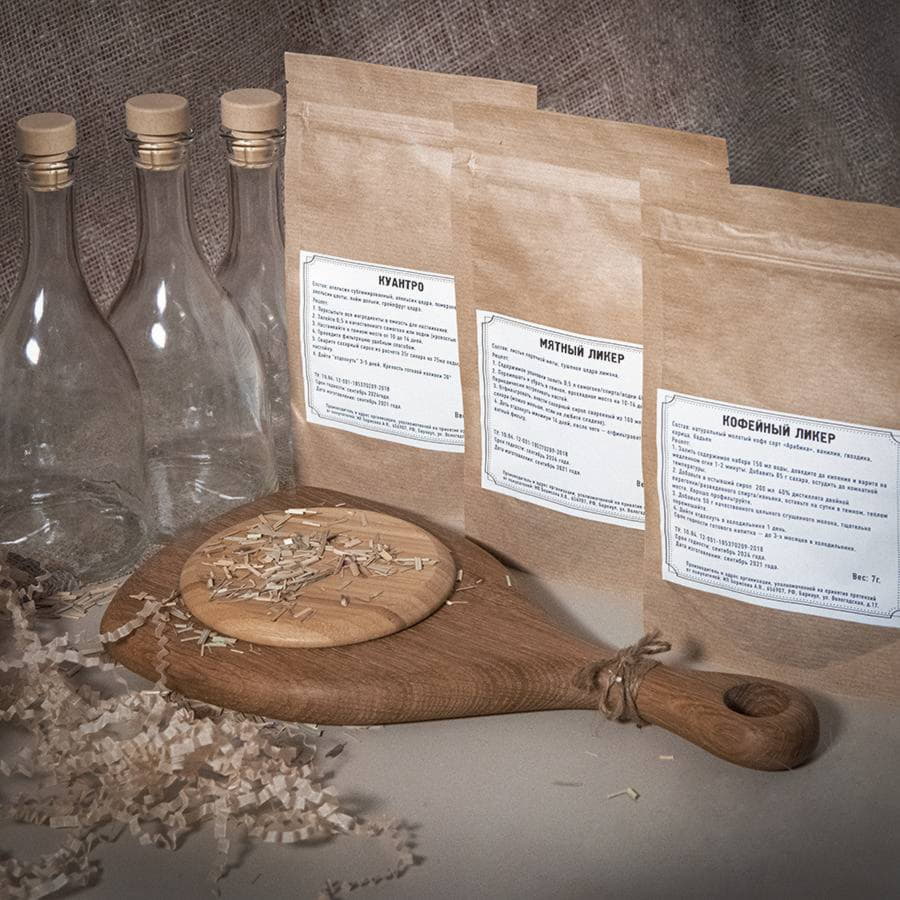 Набор  "Сам себе сомелье" для приготовления  авторских напитков Кедровая, Малиновая, Клюквенная настойки, бежевый, настойки-10