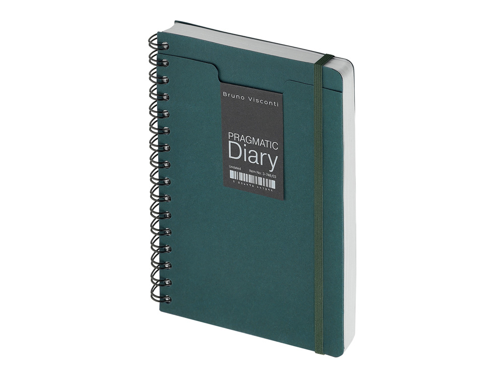 Ежедневник недатированный на гребне А5 Pragmatic, темно-зеленый-0