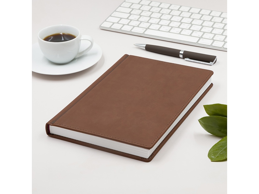Ежедневник А5 датированный Velvet 2026, коричневый-1