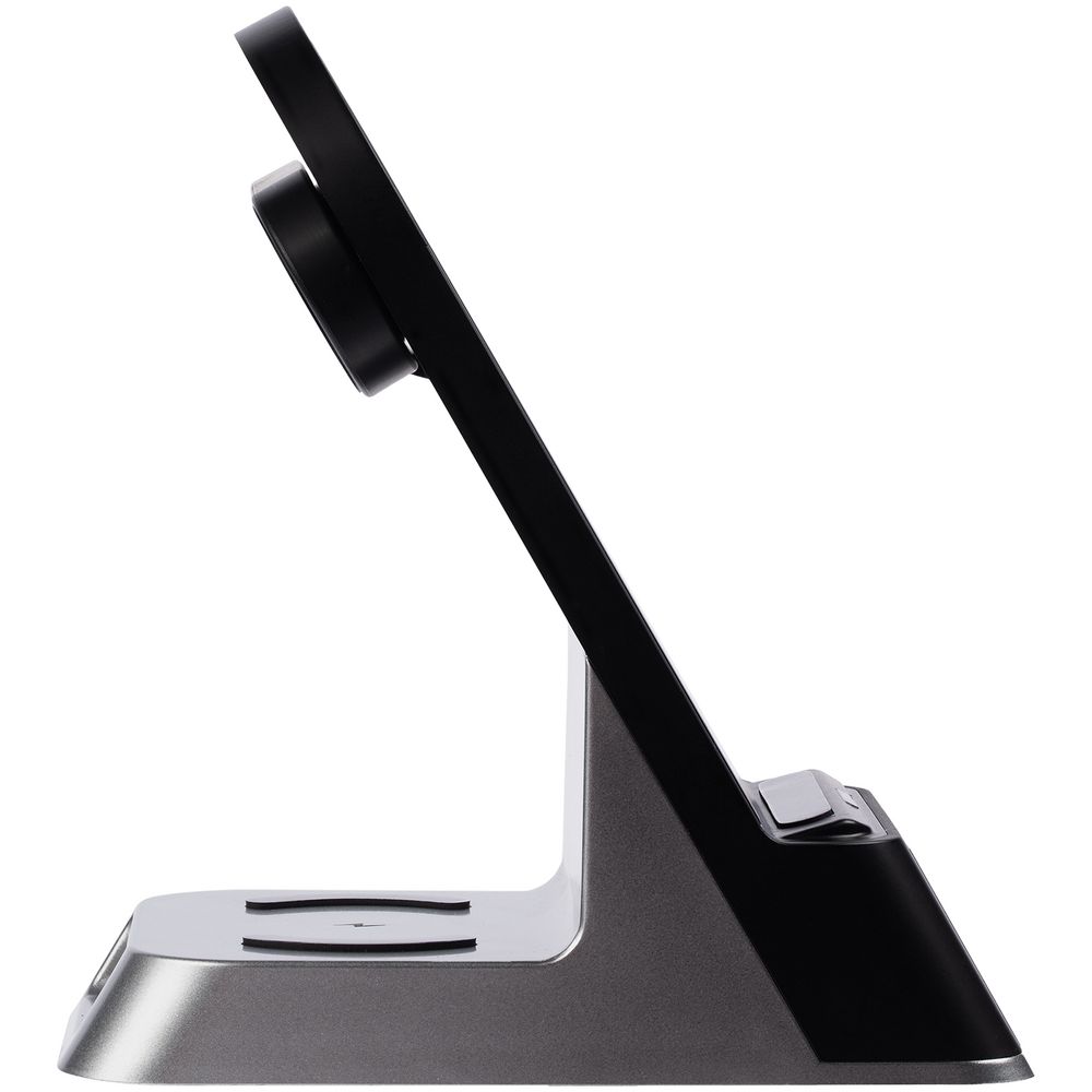 Зарядная станция с часами E-Store для смартфона, часов и наушников, черная-3